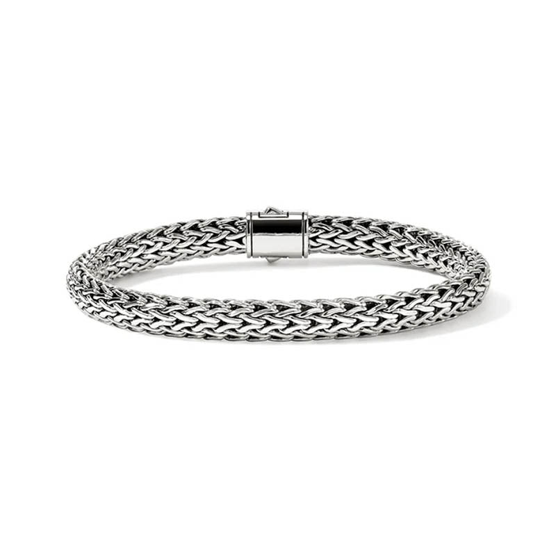 John Hardy Sterling Silver 6.5mm Icon Bracelet with Blue Sapphire Clasp