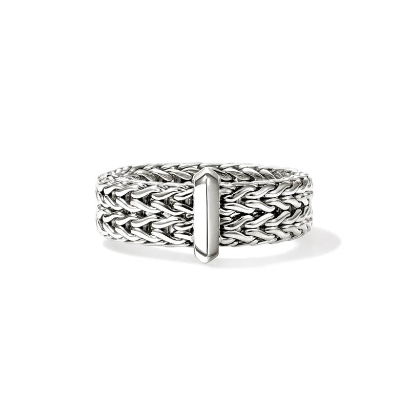 John Hardy Sterling Silver 6mm Icon Link Bar Ring
