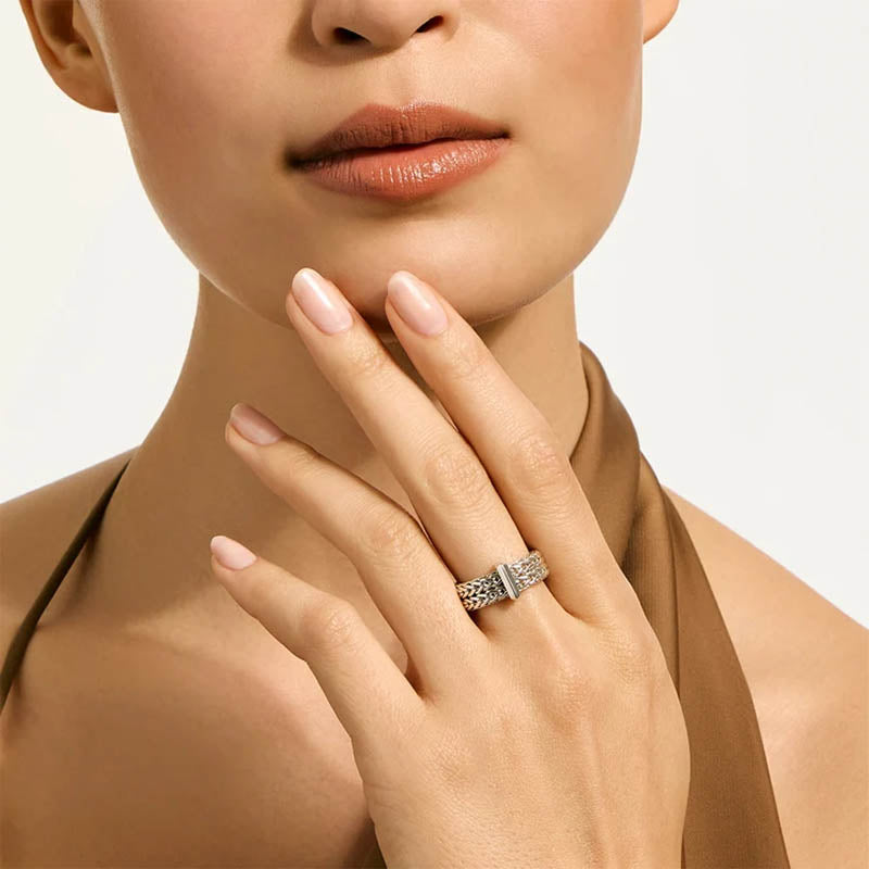 John Hardy Sterling Silver 6mm Icon Link Bar Ring