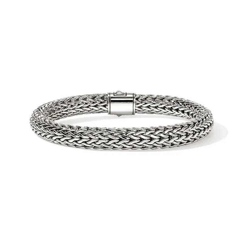 John Hardy Sterling Silver 7.5mm Icon Bracelet with Blue Sapphire Clasp