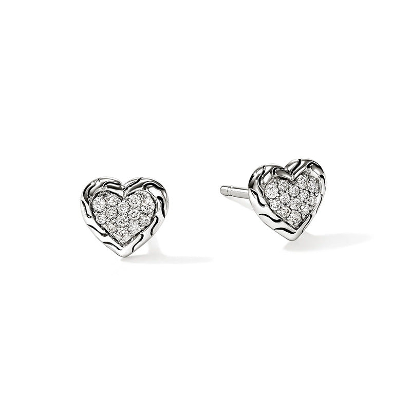 John Hardy Sterling Silver & Diamond Essentials Heart Earrings