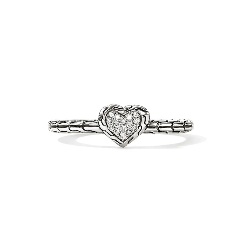 John Hardy Sterling Silver & Diamond Essentials Heart Ring