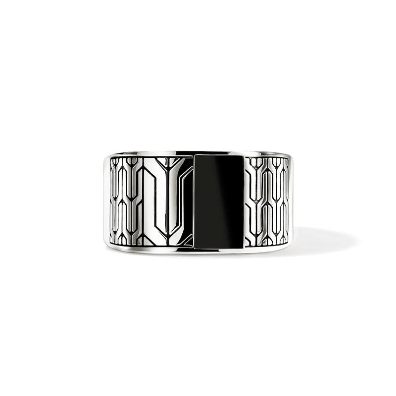 John Hardy Sterling Silver Icon 50 Onyx Ring
