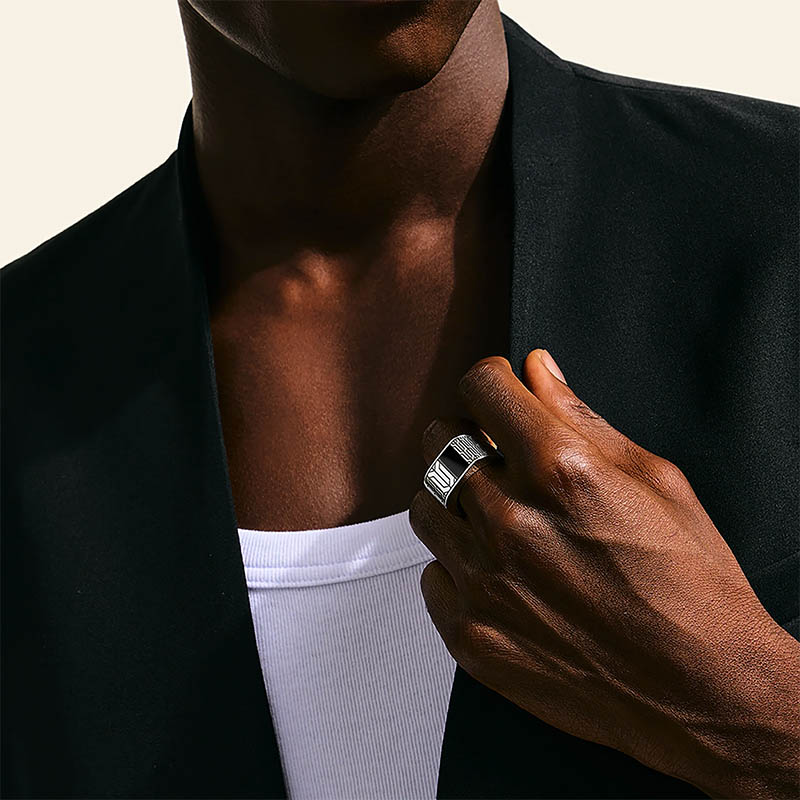 John Hardy Sterling Silver Icon 50 Onyx Ring