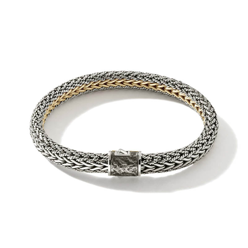 John Hardy Sterling Silver & Yellow Gold 7mm Icon Reversible Bracelet