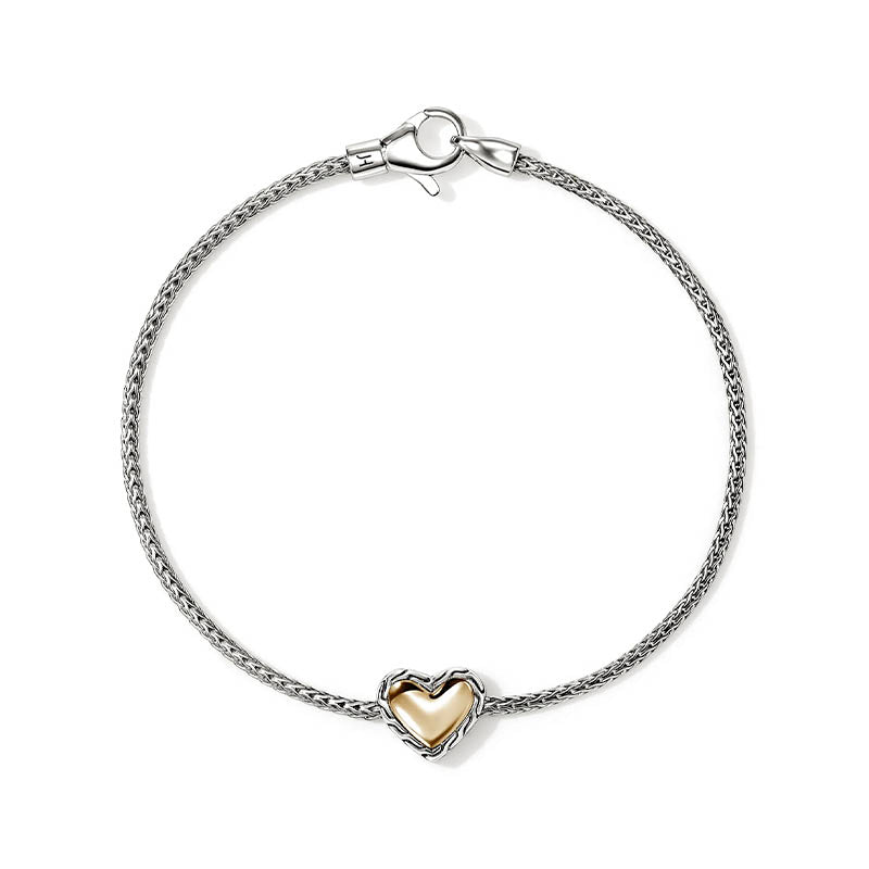John Hardy Sterling Silver & Yellow Gold Essentials Heart Bracelet