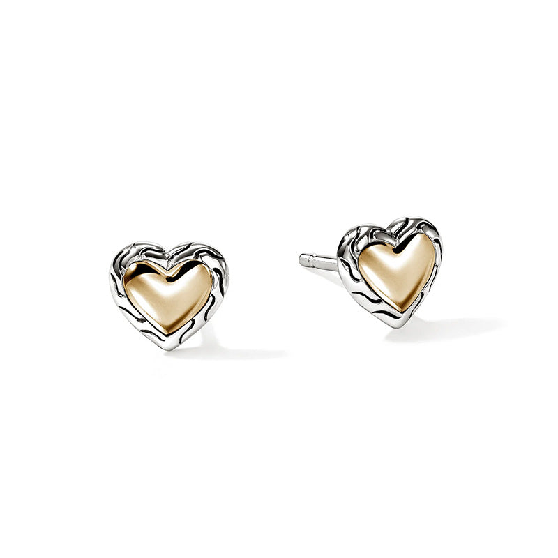 John Hardy Sterling Silver & Yellow Gold Essentials Heart Earrings