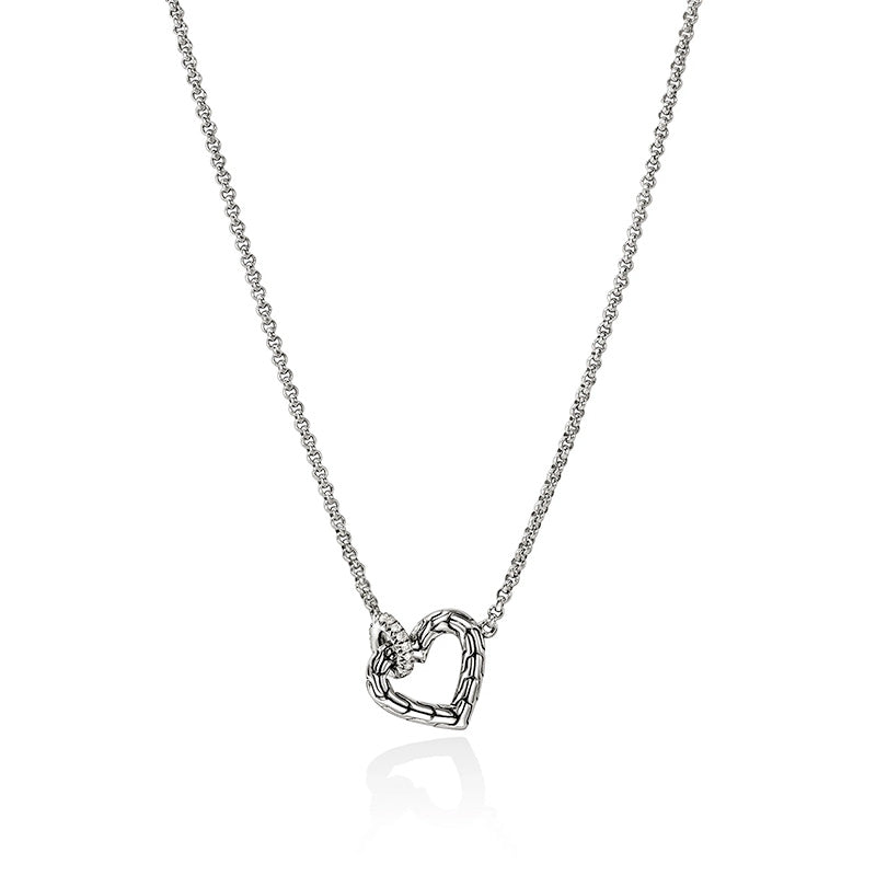 John Hardy Sterling Silver & Yellow Gold Essentials Heart Necklace with Diamonds