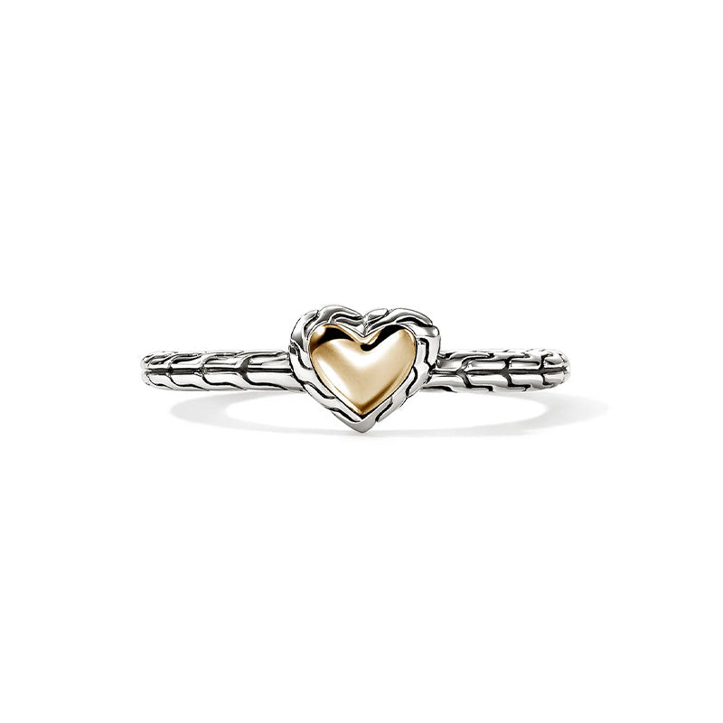 John Hardy Sterling Silver & Yellow Gold Essentials Heart Ring