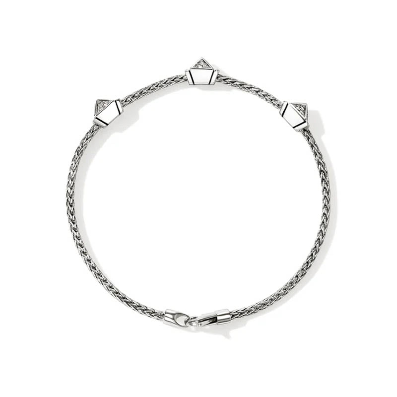 John Hardy Sterling Silver & Diamond 2.5mm Icon Stud Bracelet