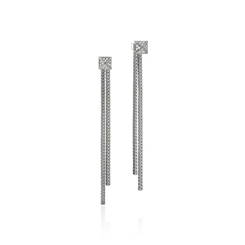 John Hardy Sterling Silver & Diamond Icon Stud Drop Earrings