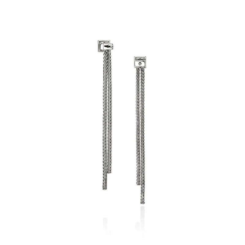 John Hardy Sterling Silver & Diamond Icon Stud Drop Earrings