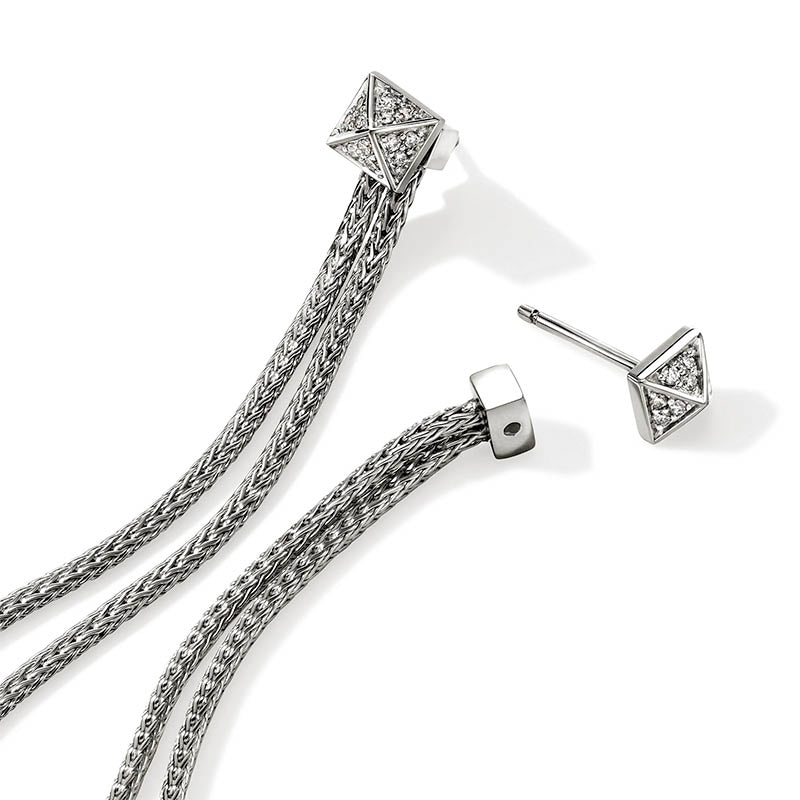 John Hardy Sterling Silver & Diamond Icon Stud Drop Earrings