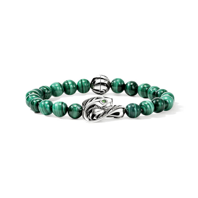 John Hardy Sterling Silver & Malachite 8mm Legends Cobra Bracelet
