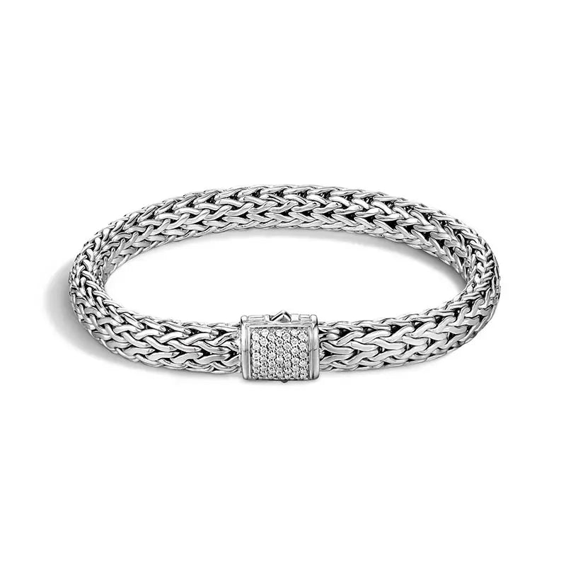 John Hardy 7.5mm Classic Chain Diamond Bracelet