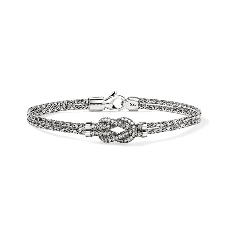 John Hardy Sterling Silver & Diamond Love Knot Bracelet