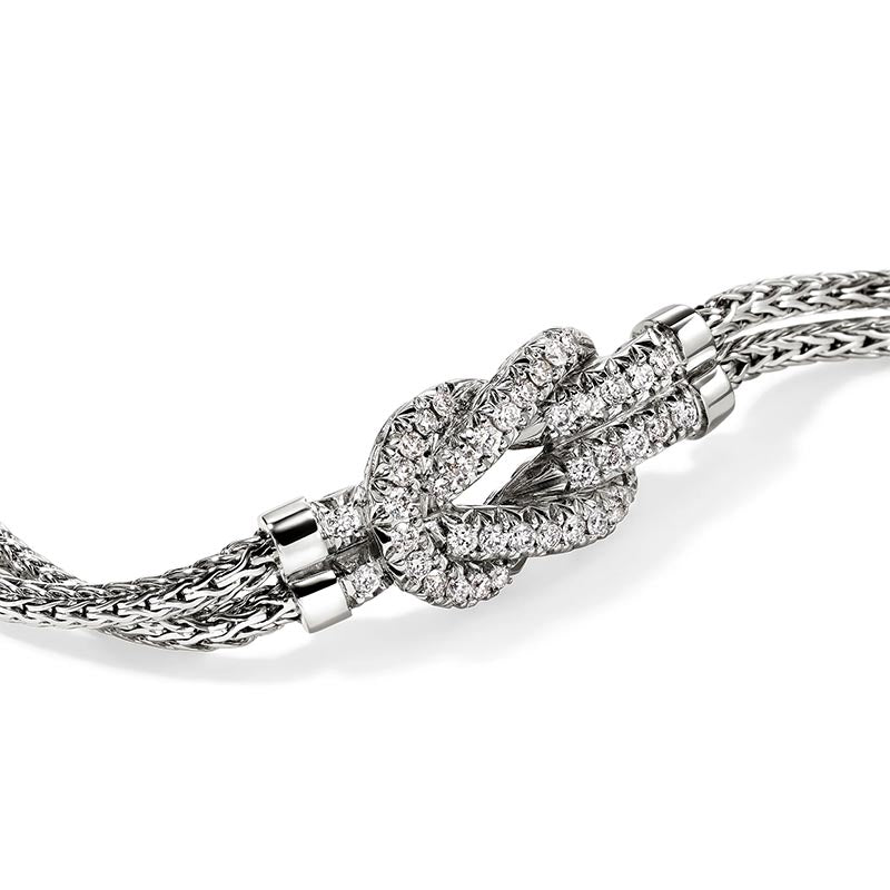 John Hardy Sterling Silver & Diamond Love Knot Bracelet