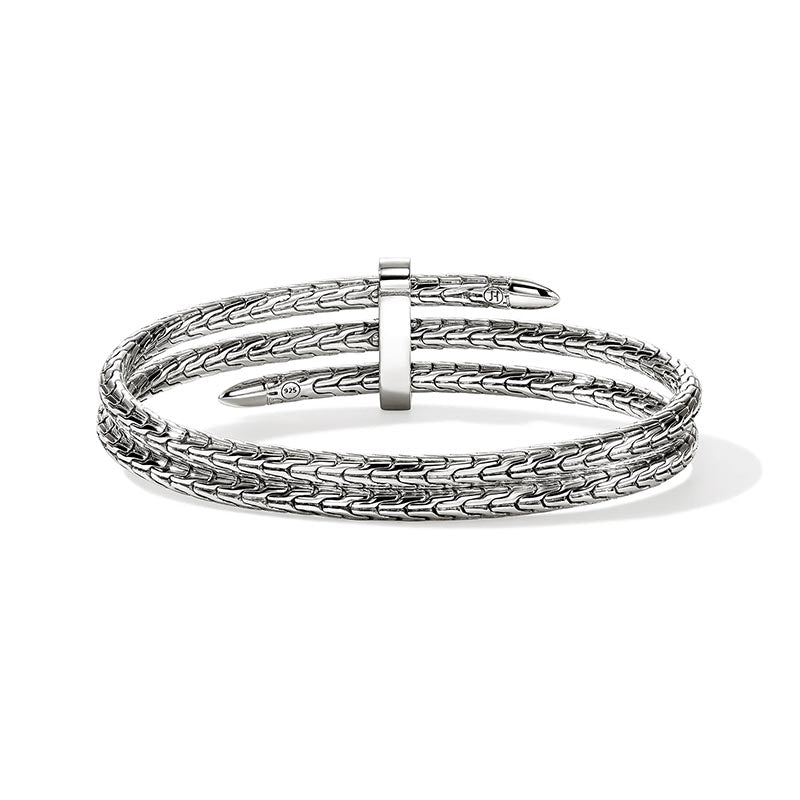 John Hardy Spear Sterling Silver Triple Flex Diamond Cuff