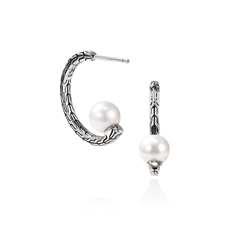 John Hardy Sterling Silver Essentials Pearl Hoop Earrings