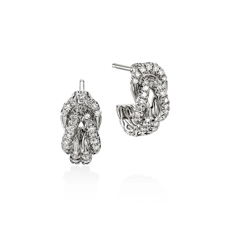 John Hardy Sterling Silver Love Knot Diamond Earrings