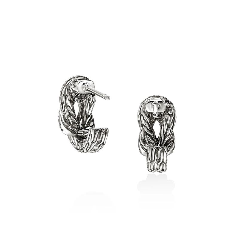 John Hardy Sterling Silver Love Knot Diamond Earrings