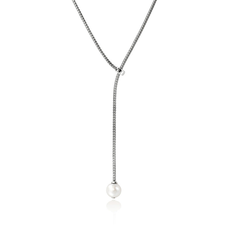 John Hardy Essentials Sterling Silver & Pearl Lariat Necklace