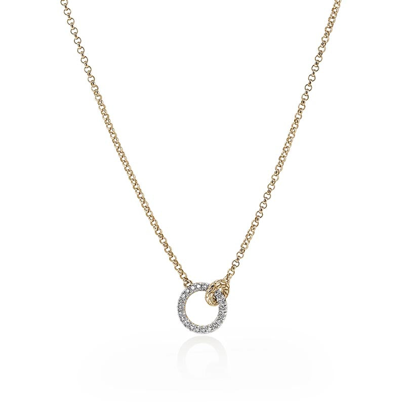 John Hardy Yellow Gold Essentials Pave Diamond Necklace