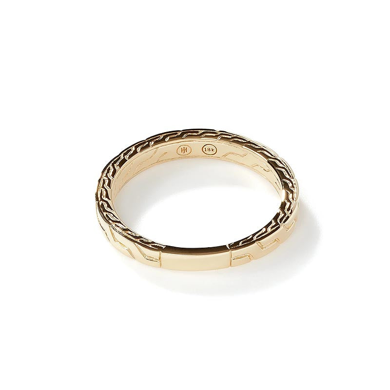 John Hardy Yellow Gold 3.5mm Carved Chain Ring