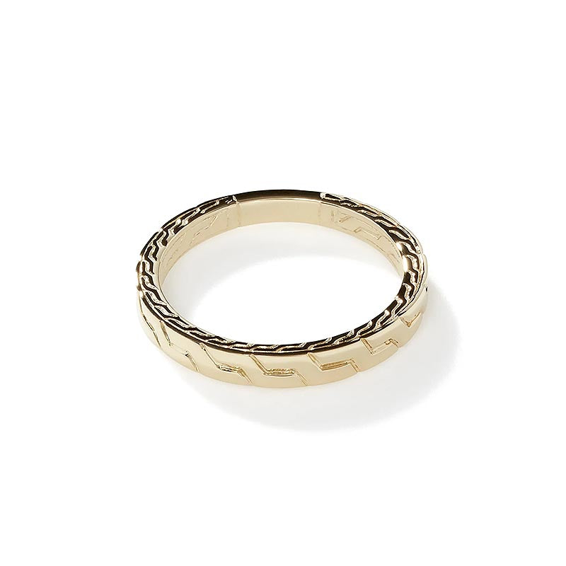 John Hardy Yellow Gold 3.5mm Carved Chain Ring