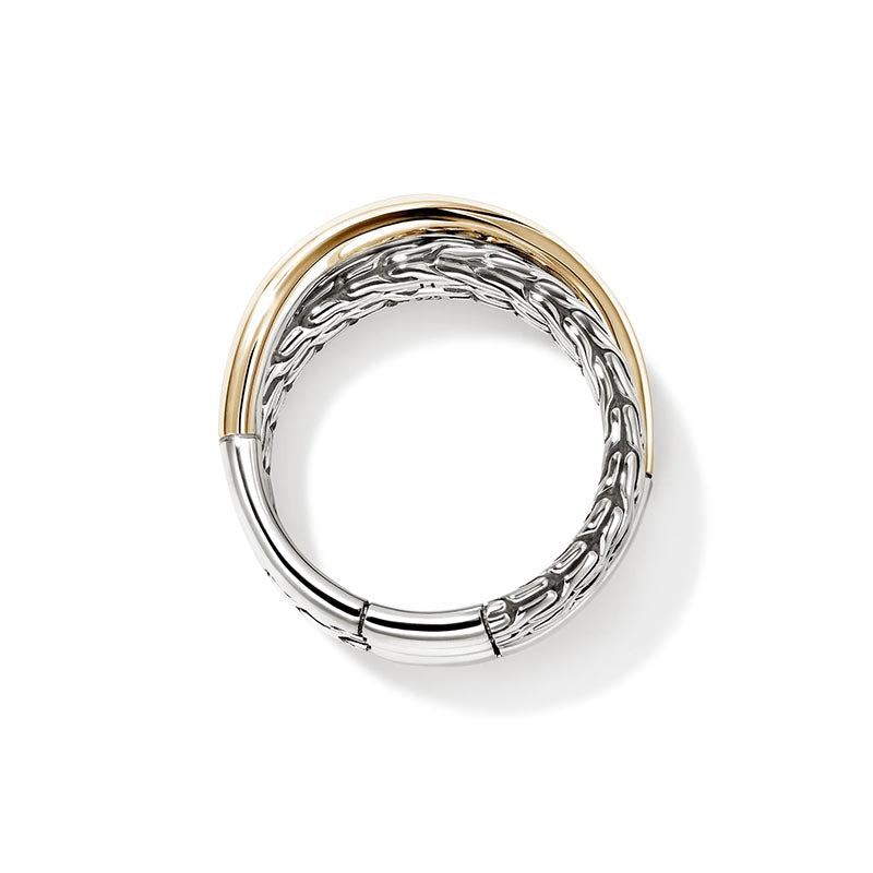 John Hardy Sterling Silver & Yellow Gold 7mm Essentials Crossover Ring