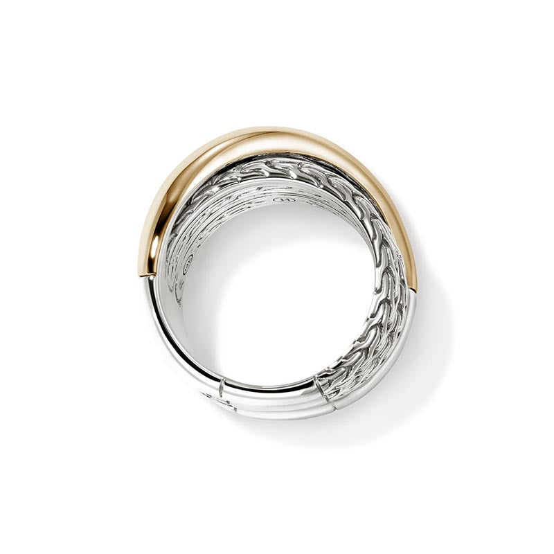 John Hardy Sterling Silver & Yellow Gold 12.5mm Essentials Crossover Ring