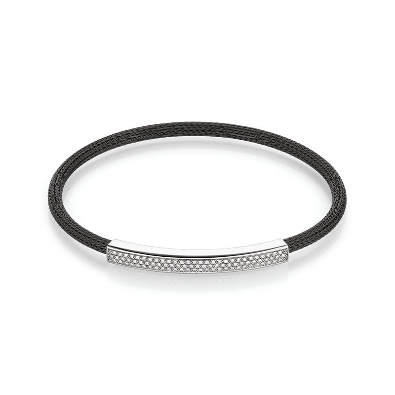 Jörg Heinz Pavé Diamond Platinum & Black PVD Steel Infinity Flex Bracelet