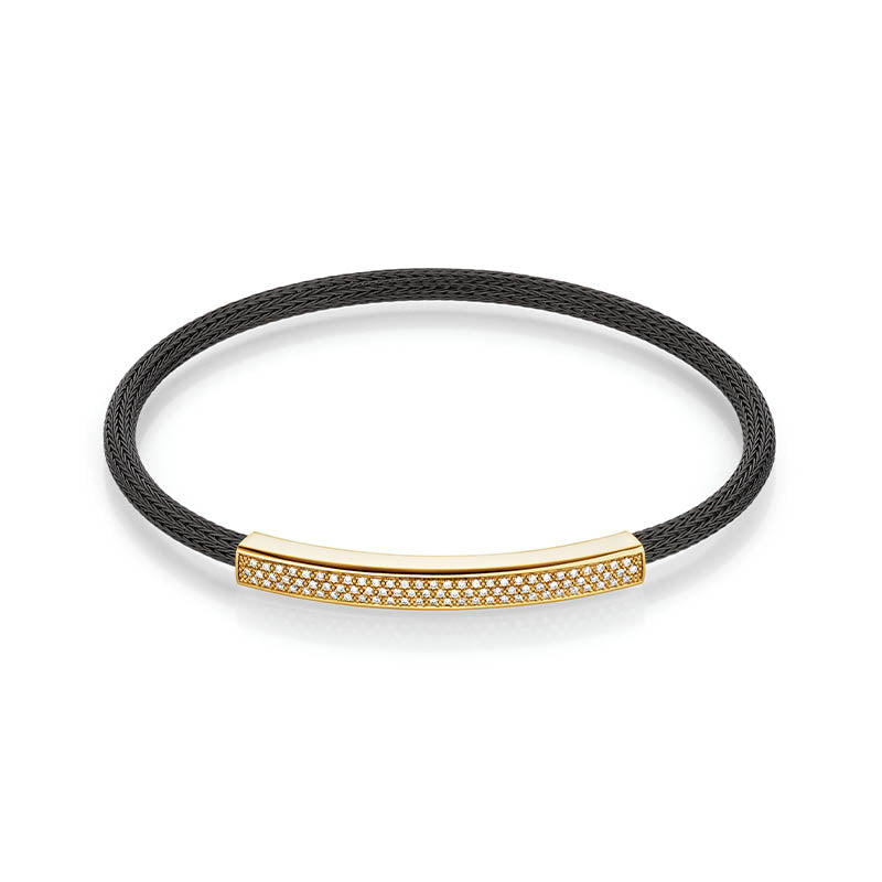 Jörg Heinz Pavé Diamond Yellow Gold & Black PVD Steel Infinity Flex Bracelet