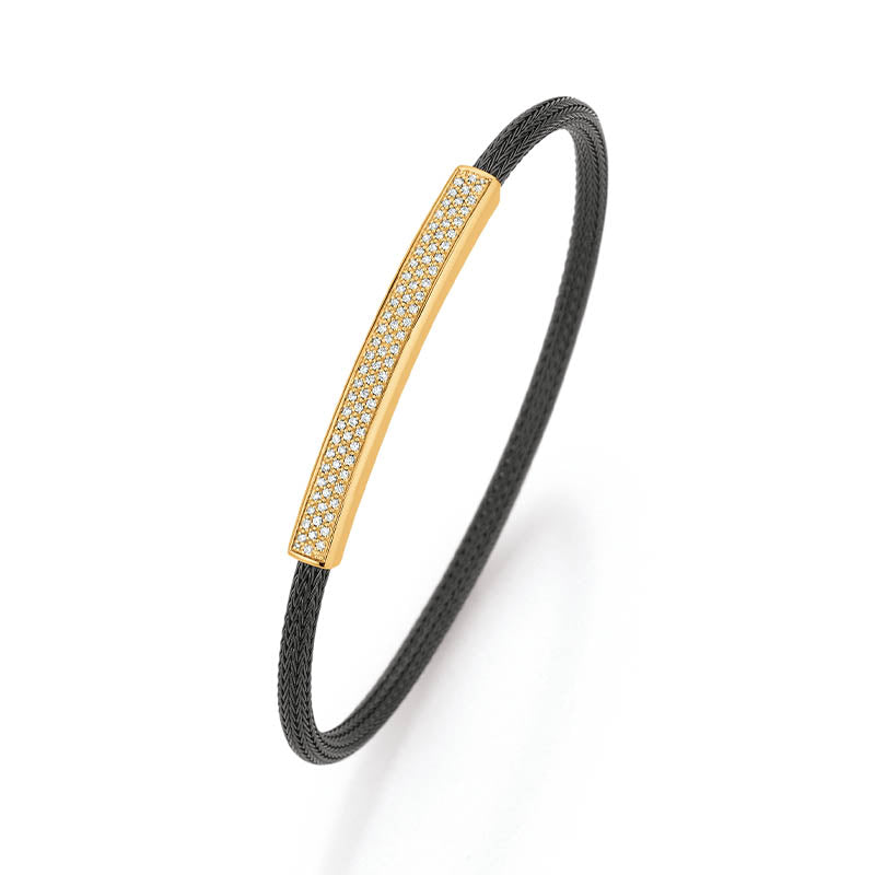Jörg Heinz Pavé Diamond Yellow Gold & Black PVD Steel Infinity Flex Bracelet