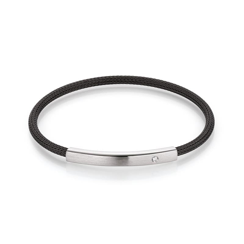 Jörg Heinz Platinum & Black PVD Steel Infinity Flex Solo Bracelet