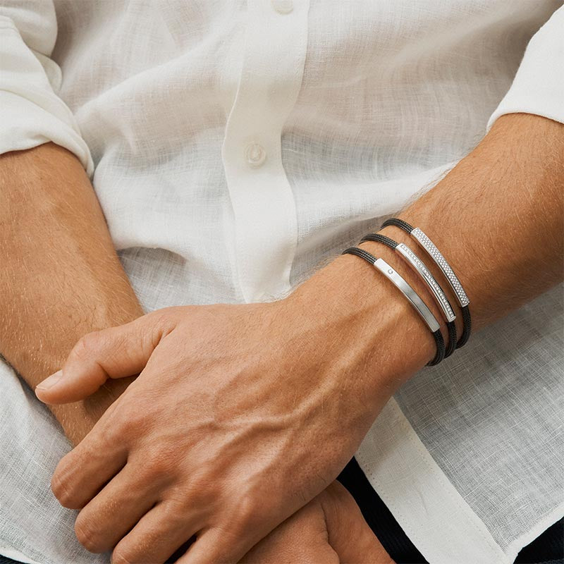 Jörg Heinz Platinum & Black PVD Steel Infinity Flex Solo Bracelet