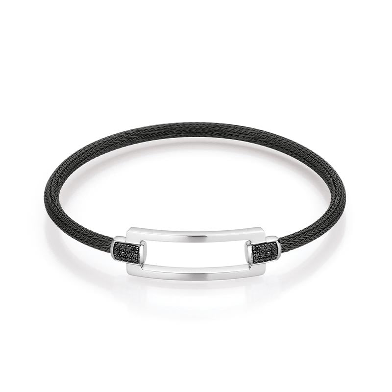 Jörg Heinz Platinum & Black PVD Steel Infinity Flex Frame Bracelet