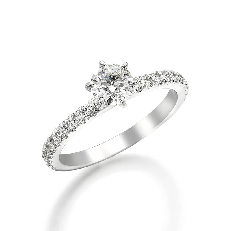 KNAR Signature White Gold 0.53 Round 6-Prong Diamond Engagement Ring