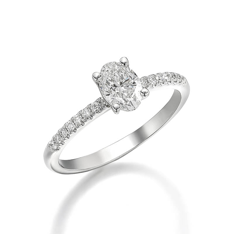 KNAR Signature White Gold 0.69ct Oval Cut Diamond Engagement Ring