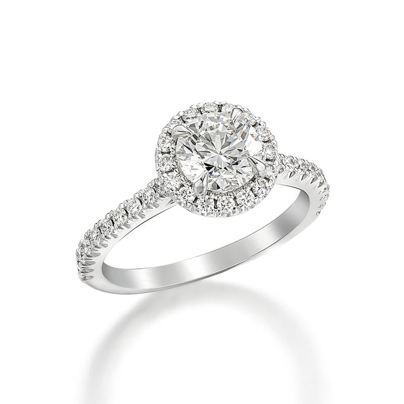 KNAR Signature White Gold 1.10ct Round Diamond Halo Engagement Ring