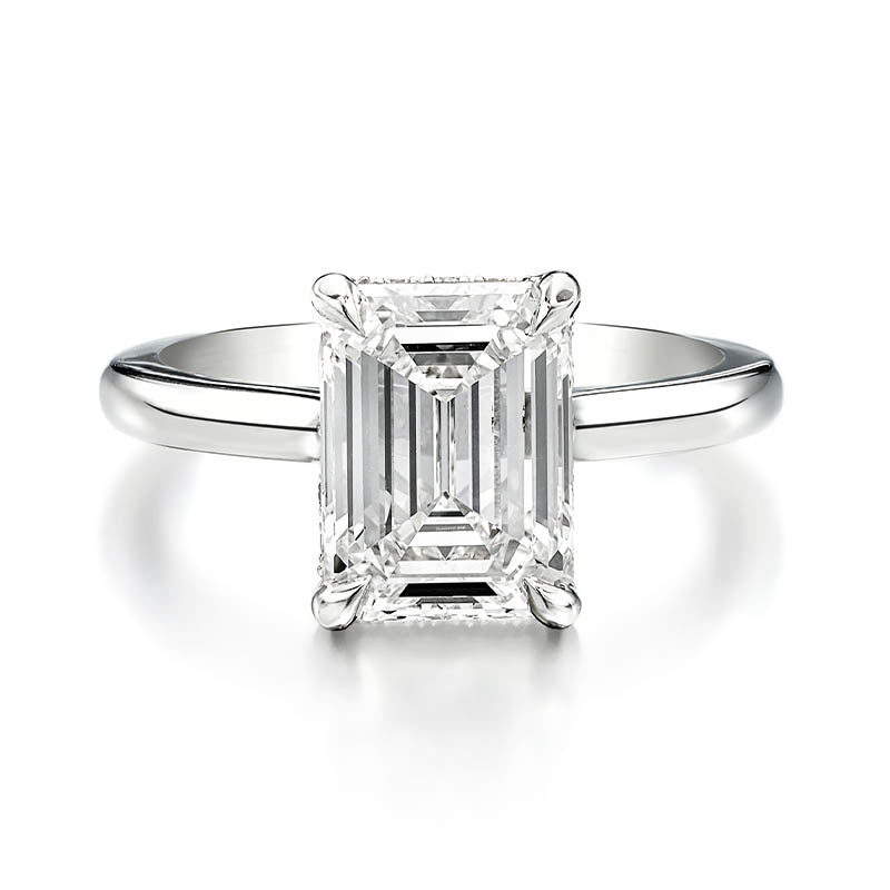 KNAR Signature White Gold 3.21ct Emerald Cut Diamond Engagement Ring with Hidden Halo