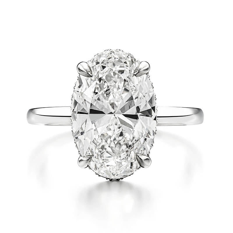KNAR Signature White Gold 3.21ct Emerald Cut Diamond Engagement Ring with Hidden Halo