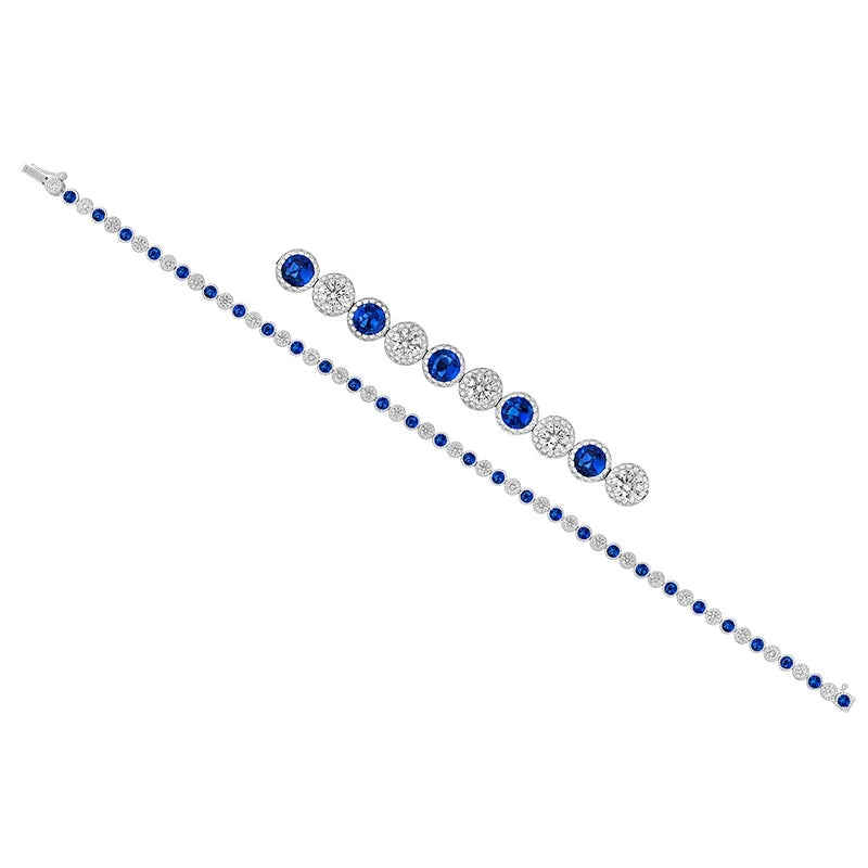 Knar Signature White Gold Blue Sapphire & Diamond Line Bracelet