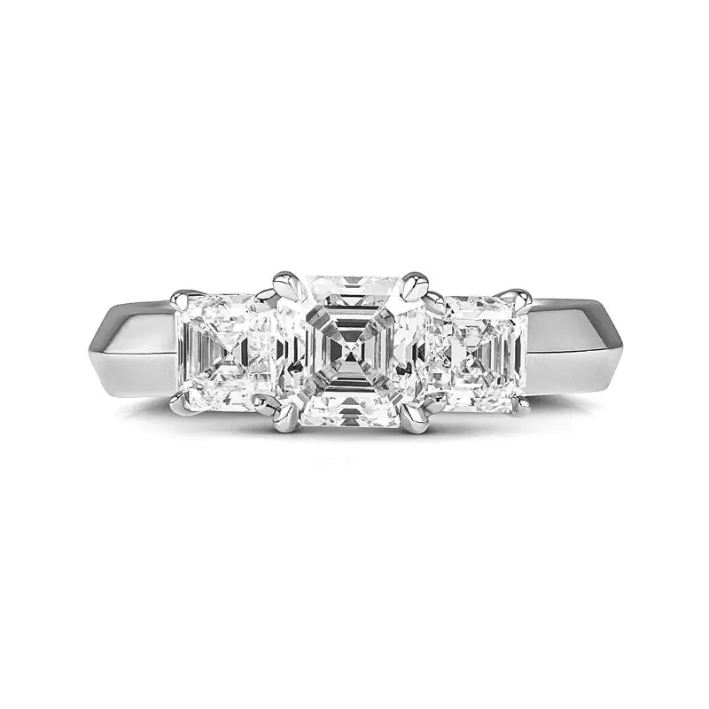 Knar Signature Three-Stone Square Emerald Cut Diamond Ring