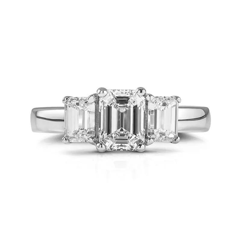 Knar Signature Three-Stone Emerald Cut Diamond Engagement Ring