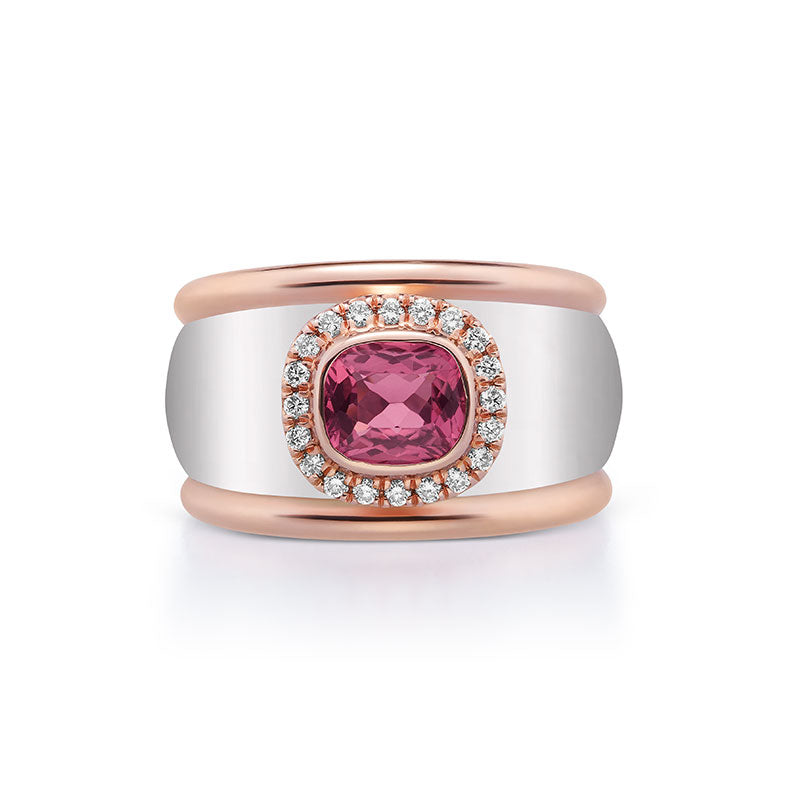 Knar Signature White & Rose Gold Tourmaline & Diamond Ring