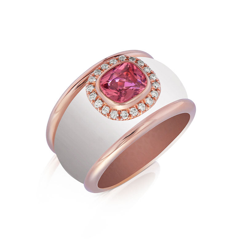 Knar Signature White & Rose Gold Tourmaline & Diamond Ring