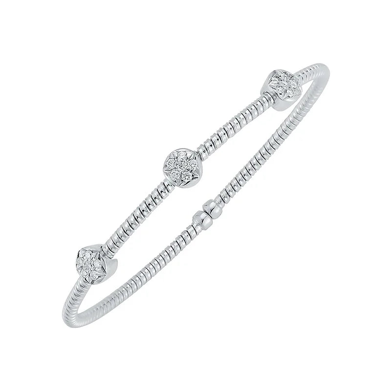 Knar Signature White Gold Diamond Rondelle Bangle