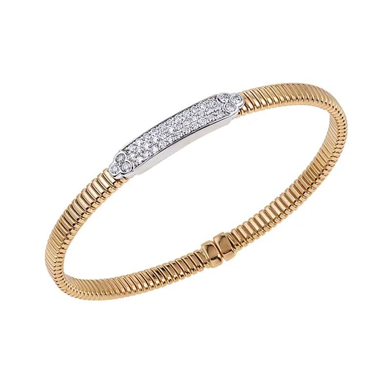 Knar Signature 3.6mm Yellow Gold Diamond Bar Bangle