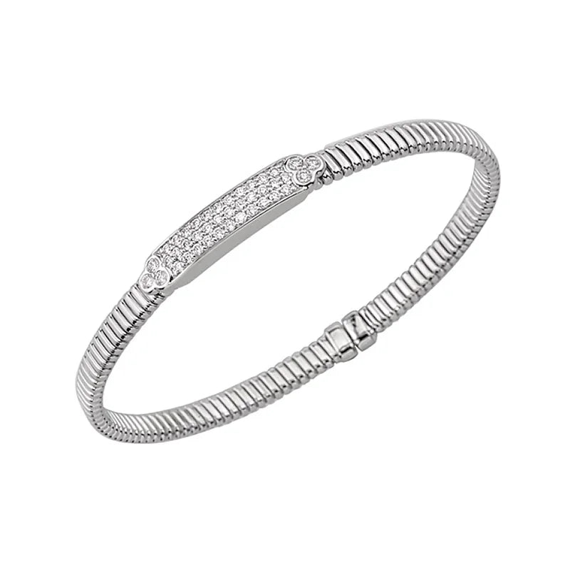 Knar Signature 3.6mm White Gold Diamond Bar Bangle